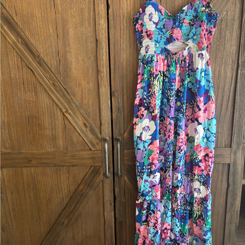 Floral Strapless Wide Leg Jumpsuit